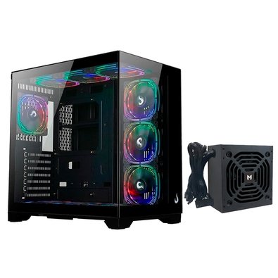 Gabinete Gamer Rise Mode Galaxy Glass Standard V2, 10 Fans + Fonte MACH1 Steady, 750W