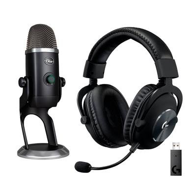 Kit Microfone Condensador Blue Yeti X USB + Headset Gamer Sem Fio Logitech G Pro X Wireless