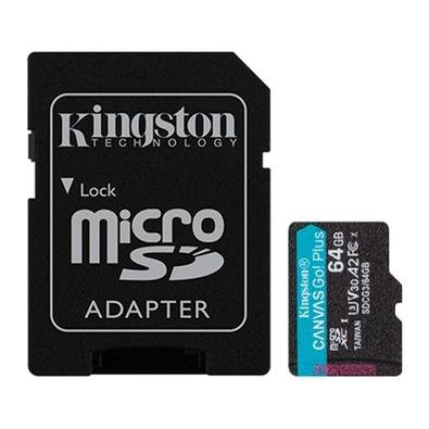 Cartão de Memória Kingston MicroSD, 64GB, microSDXC Canvas Go Plus, com adaptador - SDCG3/64GB