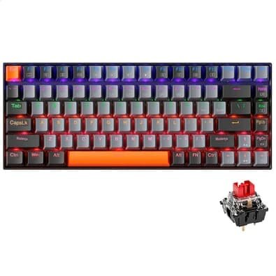 Teclado Mecânico Gamer Machenike Cinza Escuro/Lanranja K500A-B84 Switch Brown 84 teclas - 81% Compact Wired - USB/USB-C com fio removível