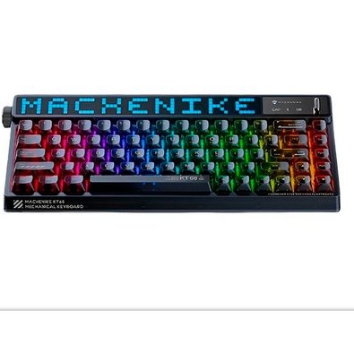 Teclado Mecânico Gamer Machenike KT68-B68W Pro, 65%, Switch Gateron North Pole Linear, Tri-Mode, com Tela LED, RGB, Preto - KT68 PRO RGB BK