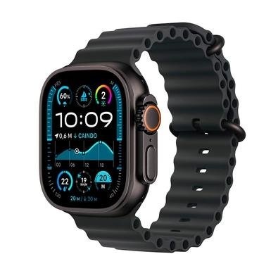 Apple Watch Ultra 2 GPS + Cellular, Caixa Preta de Titânio de 49 mm, Pulseira Oceano Preta - MX4P3BE/A