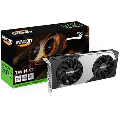 Placa de Vídeo Inno3D RTX 5070 Twin X2 NVIDIA GeForce, 12GB, GDDR7, Ray Tracing, Blackwell, DLSS 4 - N50702-12D7-195064N