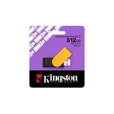 Pen Drive Kingston DataTraveler Exodia S,512GB, USB 3.2 Gen 1, Amarelo - DTXS/512GB