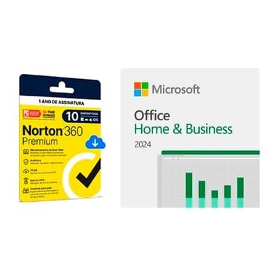 Microsoft Office Home and Business 2024 ESD + Norton 360 Premium 10 Dispositivos, 12 meses, Digital para Download