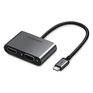 Adaptador Ugreen, USB-C para HDMI, VGA, USB 3.0 com PD, Cinza Espacial - UG-50505