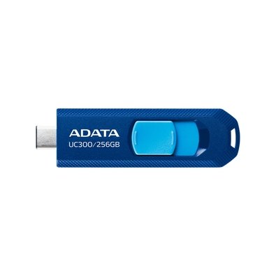 Pen Drive 256GB ADATA UC300, USB 3.2, OTG, Dual Conector, Retrátil, Azul - ACHO-UC300-256G-RNB/BU