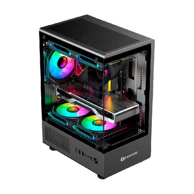 Gabinete Gamer HAYOM GB1789, Mid Tower, Lateral em Vidro, com 3 Fans, Preto - GB.17.10.89