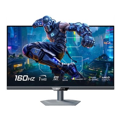 Monitor Gamer Gigabyte 27", Dual Mode, 4K, 160Hz, 1ms, IPS, G-Sync, FreeSync Premium, HDR 400, USB-C, Som Integrado, Preto - M27UP