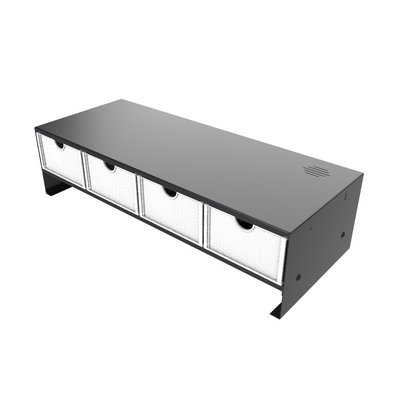 Suporte Ergonômico de Mesa para Monitor e Notebook Ergofirst, com 4 Gavetas, Preto e Branco - MR07