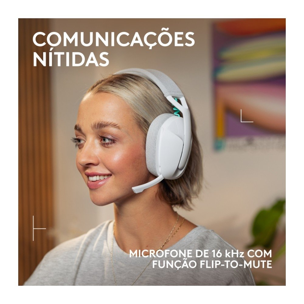 Headset Gamer Sem Fio Logitech G321 LIGHTSPEED, Bluetooth, Compatível com PC, PS4, PS5 e Nintendo Switch, Branco - 981-001568