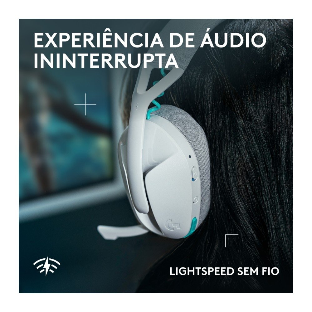 Headset Gamer Sem Fio Logitech G321 LIGHTSPEED, Bluetooth, Compatível com PC, PS4, PS5 e Nintendo Switch, Branco - 981-001568