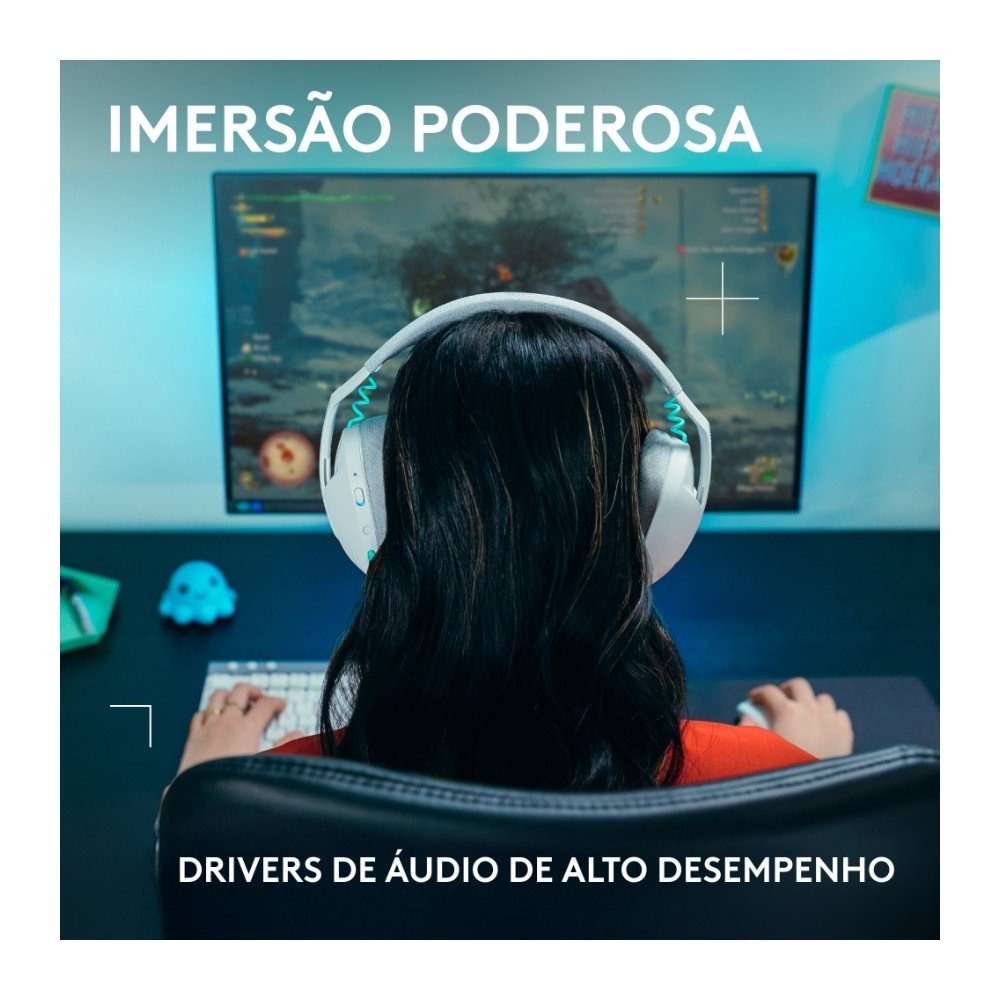 Headset Gamer Sem Fio Logitech G321 LIGHTSPEED, Bluetooth, Compatível com PC, PS4, PS5 e Nintendo Switch, Branco - 981-001568