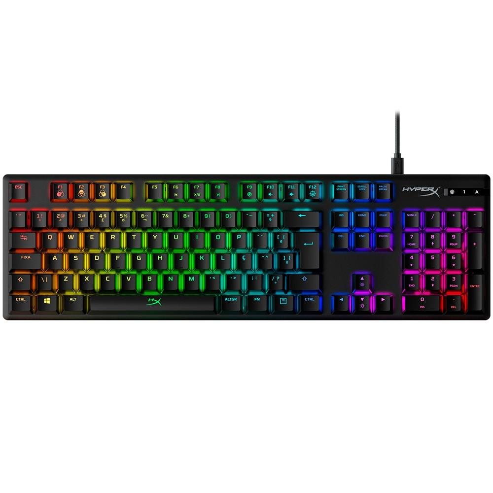 Teclado Mecânico Gamer HyperX Alloy Origins, RGB, Switch HyperX Red, ABNT2, Preto - 4P4F6A2#AC4 Teclado Mecânico Gamer HyperX Alloy Origins, RGB, Switch HyperX Red, ABNT2, Preto - 4P4F6A2#AC4