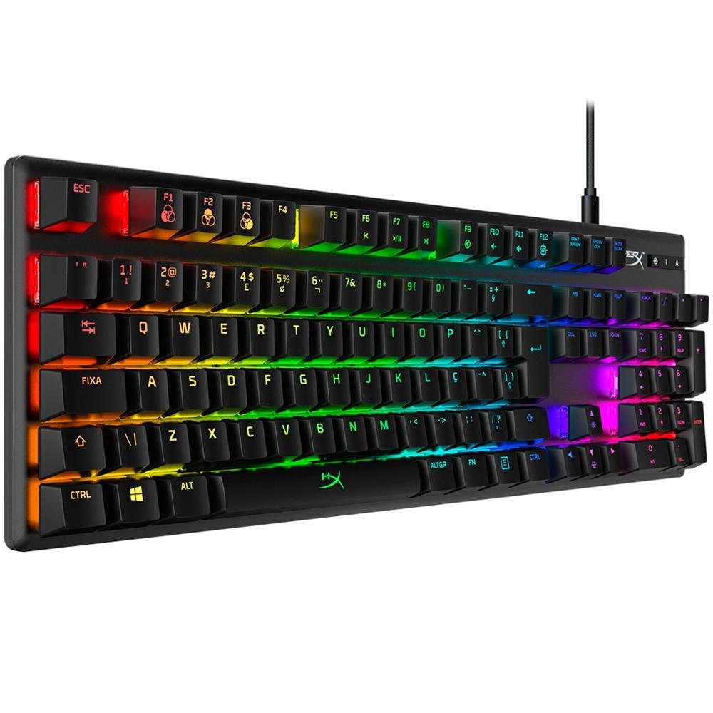 Teclado Mecânico Gamer HyperX Alloy Origins, RGB, Switch HyperX Red, ABNT2, Preto - 4P4F6A2#AC4 Teclado Mecânico Gamer HyperX Alloy Origins, RGB, Switch HyperX Red, ABNT2, Preto - 4P4F6A2#AC4