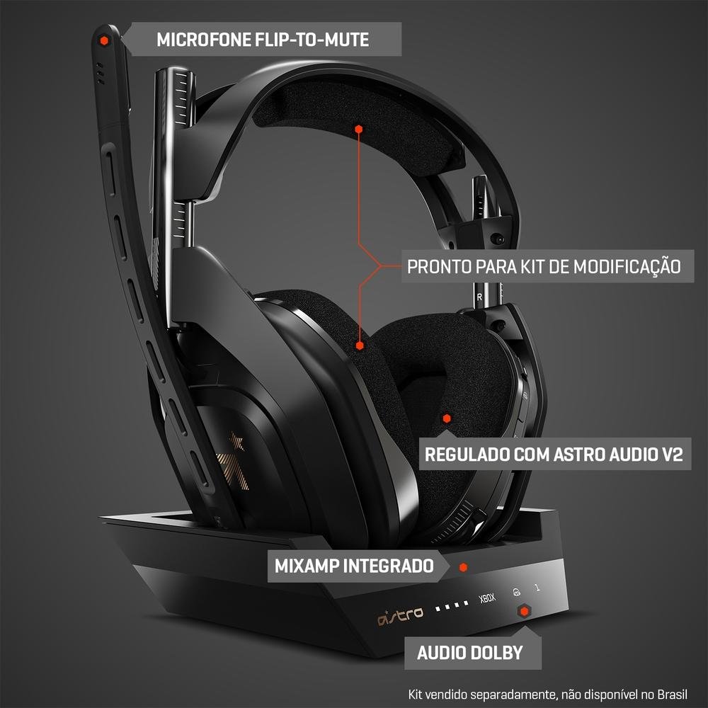 Headset Sem Fio ASTRO Gaming A50 + Base | KaBuM!