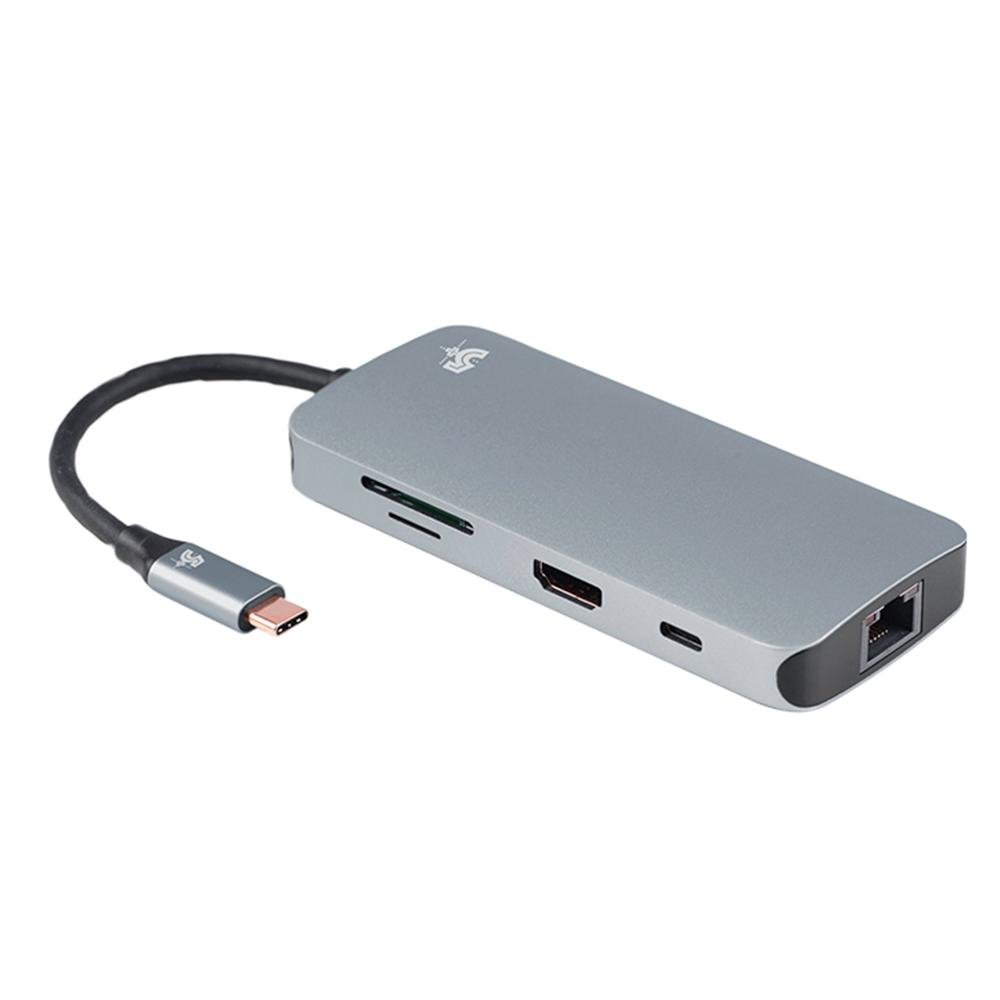HUB USB 5+ 7x1 UBS 3.0 Leitor de Cartões SD/Micro SD, HDMI, RJ45, USB-C - 018-7453 HUB USB 5+ 7x1 UBS 3.0 Leitor de Cartões SD/Micro SD, HDMI, RJ45, USB-C - 018-7453