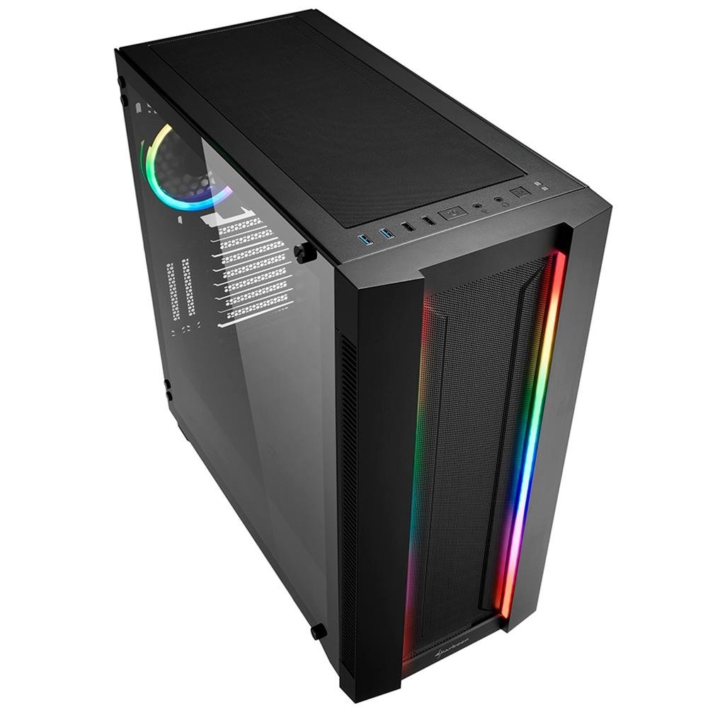 Gabinete Gamer Sharkoon Elite Shark CA200M, ATX, RGB, com FAN, Lateral Vidro Gabinete Gamer Sharkoon Elite Shark CA200M, ATX, RGB, com FAN, Lateral Vidro