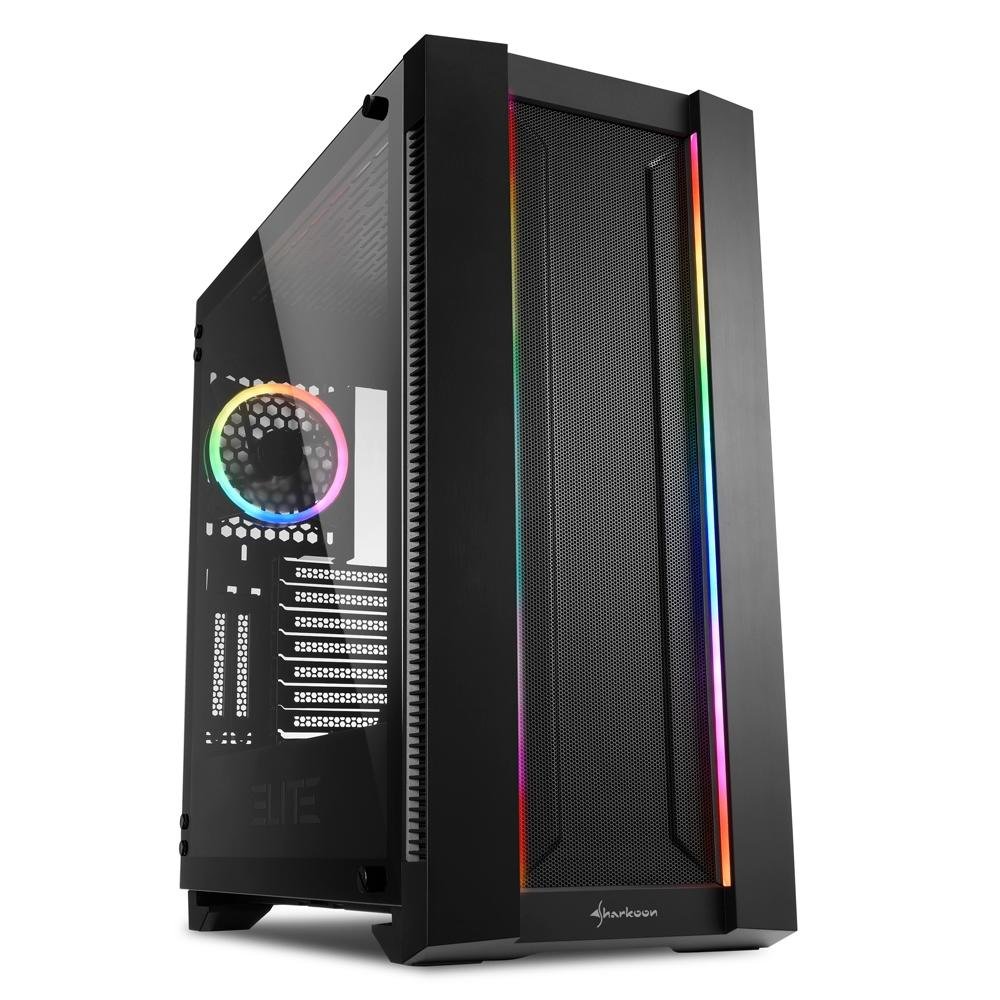 Gabinete Gamer Sharkoon Elite Shark CA200M, ATX, RGB, com FAN, Lateral Vidro Gabinete Gamer Sharkoon Elite Shark CA200M, ATX, RGB, com FAN, Lateral Vidro