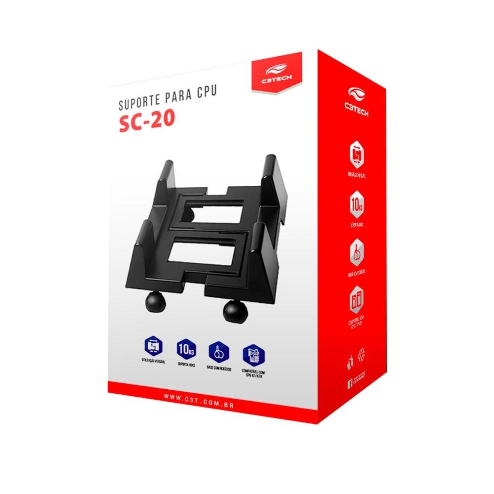 Suporte para Gabinete com Rodas Preto, C3TECH SC-20BK - Imagem 4
