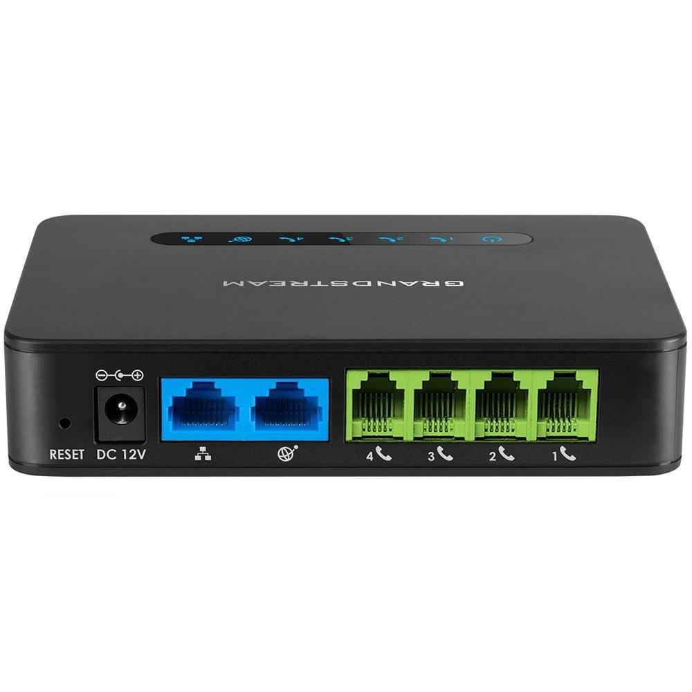 Adaptador ATA Avançado Grandstream, 4 Portas FXS, Preto - HT814