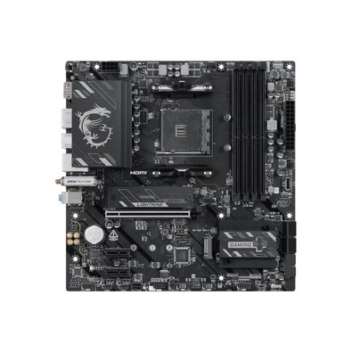 Placa-Mãe MSI B550M Gaming Plus WiFi6E, AMD AM4, Micro ATX, DDR4, Wi-Fi 6E, Bluetooth 5.2, Preto e Prata - B550M GAMING PLUS WIFI6E