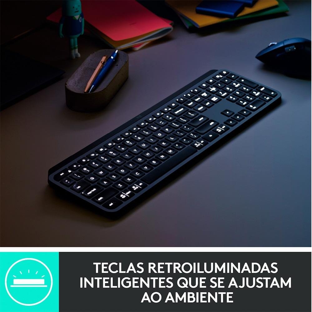 uyu Teclado sem fio Logitech MX Keys com Iluminação Inteligente, USB