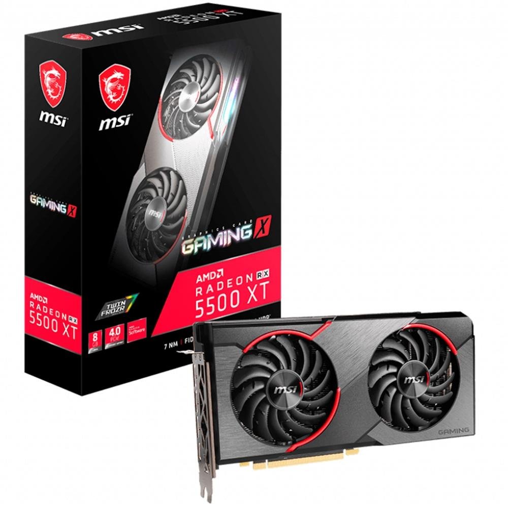 Placa de Vídeo MSI AMD Radeon RX 5500 XT Gaming X 8G, 8GB, GDDR6 - Radeon RX 5500 XT Gaming X 8G Placa de Vídeo MSI AMD Radeon RX 5500 XT Gaming X 8G, 8GB, GDDR6 - Radeon RX 5500 XT Gaming X 8G