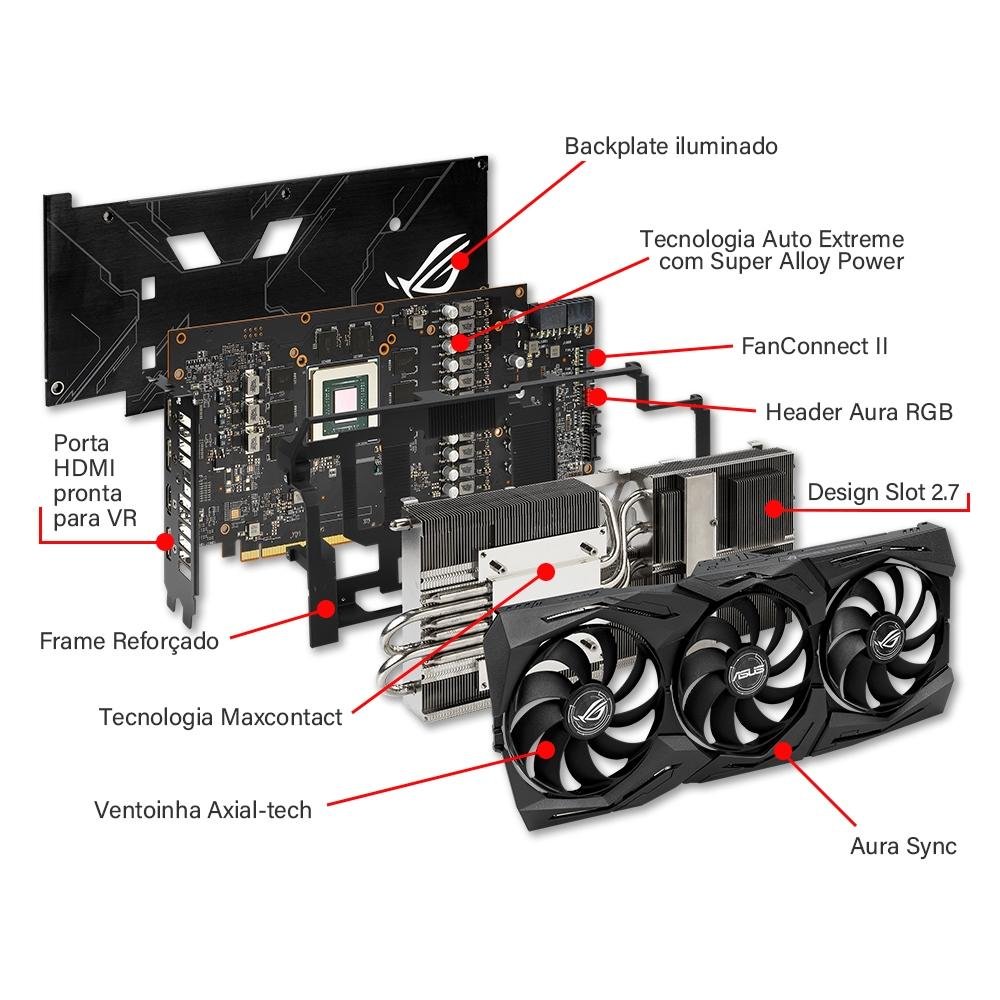 グラフィックボード・グラボ・ビデオカード RX5700XT ROG STRIX GAMING Placa De Vídeo Asus RX 5700 XT Strix OC 8GB - Peças para