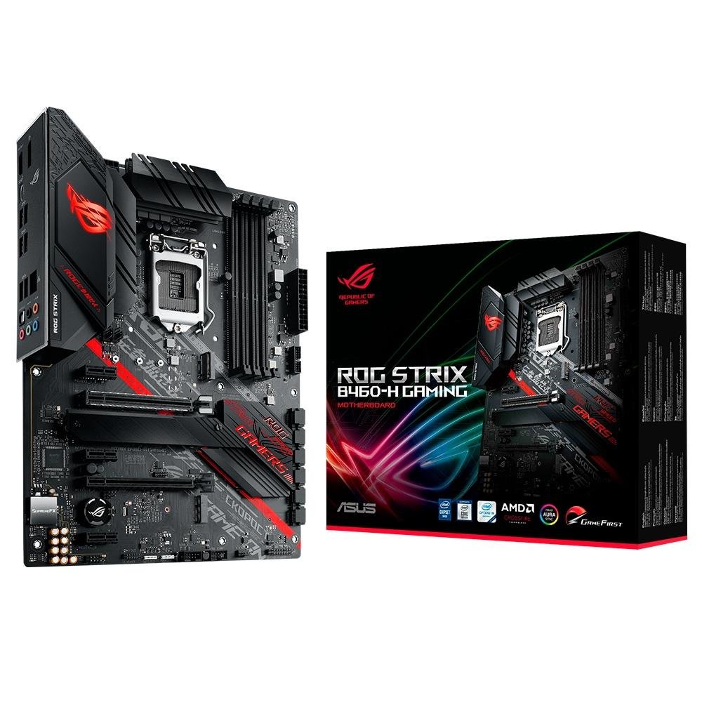 Placa-Mãe ASUS ROG Strix B460-H Gaming, Intel LGA 1200, ATX, DDR4, Preto - ROG STRIX B460-H GAMING Placa-Mãe ASUS ROG Strix B460-H Gaming, Intel LGA 1200, ATX, DDR4, Preto - ROG STRIX B460-H GAMING