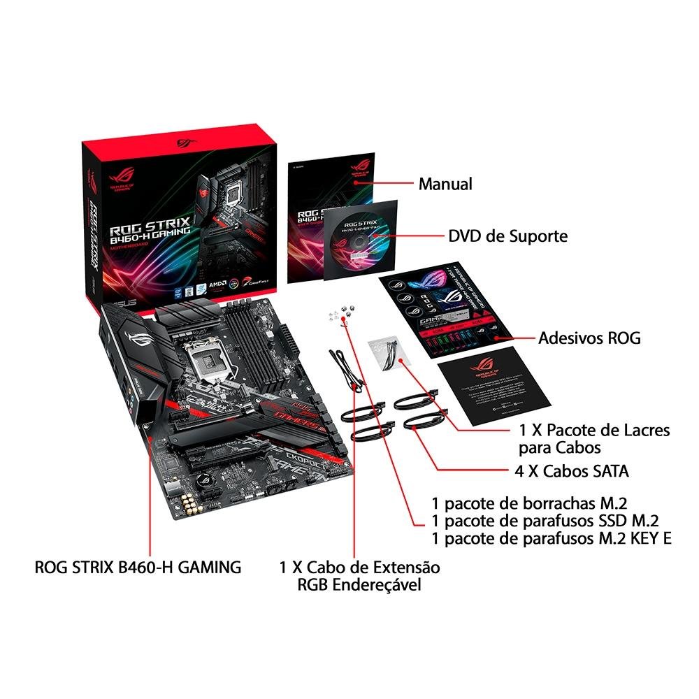 H Gaming B460g Rog Placa Mãe Asus ROG Strix B460-H Gaming, Intel