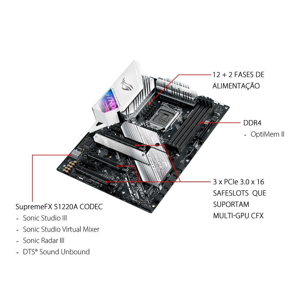 Placa Mãe Asus ROG Strix Z490-A Gaming, Intel LGA 1200, ATX, DDR4