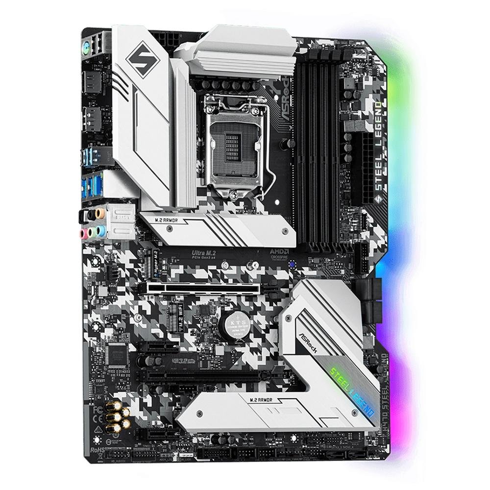 Placa-Mãe ASRock H470 Steel Legend, Intel LGA 1200, ATX, DDR4 - 90-MXBCK0-A0UAYZ Placa-Mãe ASRock H470 Steel Legend, Intel LGA 1200, ATX, DDR4 - 90-MXBCK0-A0UAYZ