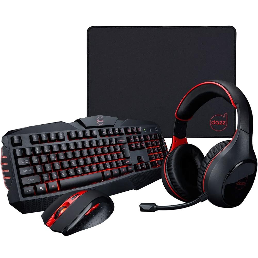 Kit Gamer Dazz Combo 4 em 1 Arsenal - Teclado + Mouse + Mousepad + Headset - 625237 Kit Gamer Dazz Combo 4 em 1 Arsenal - Teclado + Mouse + Mousepad + Headset - 625237