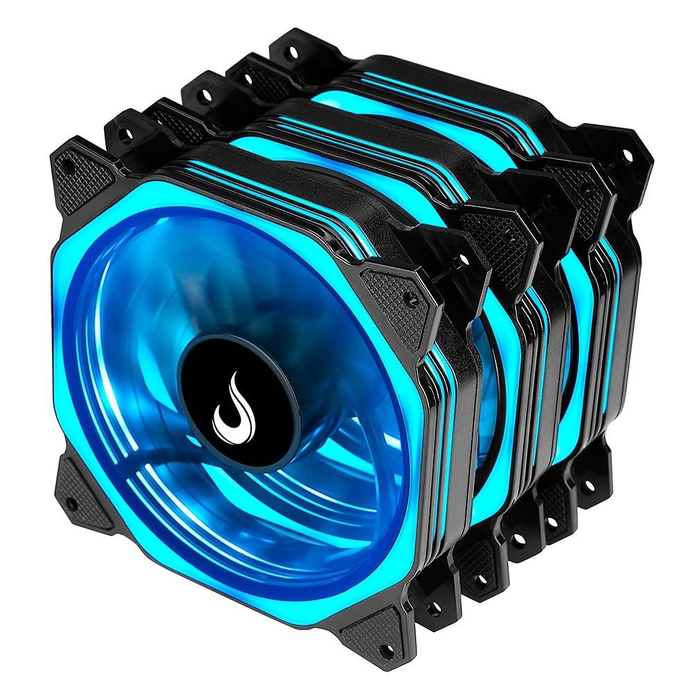 Kit Com 3 Ventoinhas Rise Mode Aura, 120mm, RGB, Preto - RM-AU-02-RGB Kit Com 3 Ventoinhas Rise Mode Aura, 120mm, RGB, Preto - RM-AU-02-RGB
