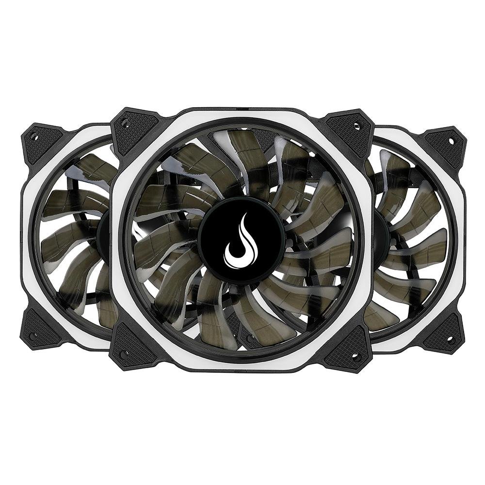 Kit Com 3 Ventoinhas Rise Mode Aura, 120mm, RGB, Preto - RM-AU-02-RGB Kit Com 3 Ventoinhas Rise Mode Aura, 120mm, RGB, Preto - RM-AU-02-RGB