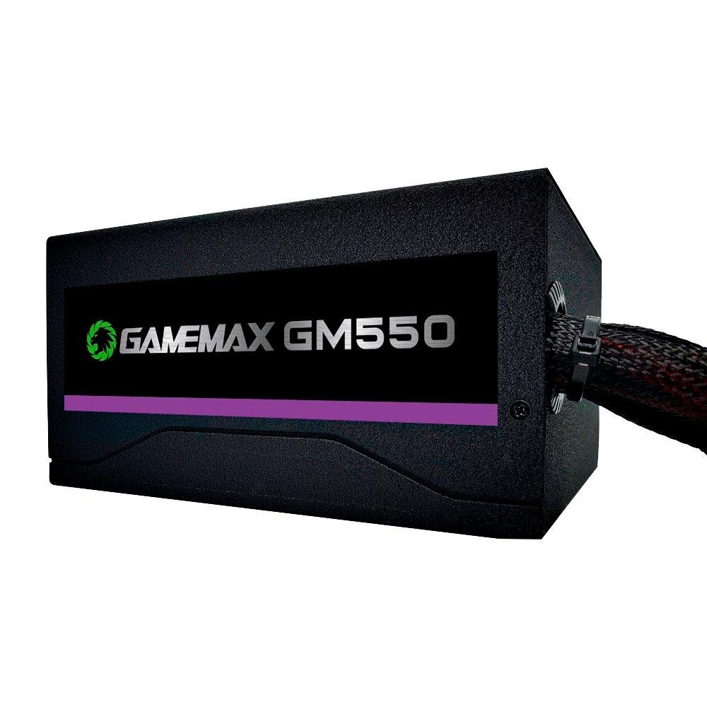 Fonte Gamemax, 550W, 80 Plus Bronze, PFC Ativo, Com Cabo, Preto - GM550 Fonte Gamemax, 550W, 80 Plus Bronze, PFC Ativo, Com Cabo, Preto - GM550