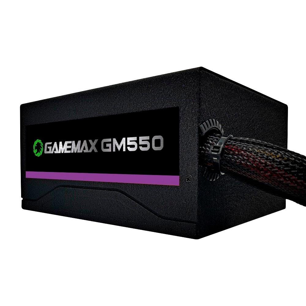 Fonte Gamemax, 550W, 80 Plus Bronze, PFC Ativo, Com Cabo, Preto - GM550 Fonte Gamemax, 550W, 80 Plus Bronze, PFC Ativo, Com Cabo, Preto - GM550
