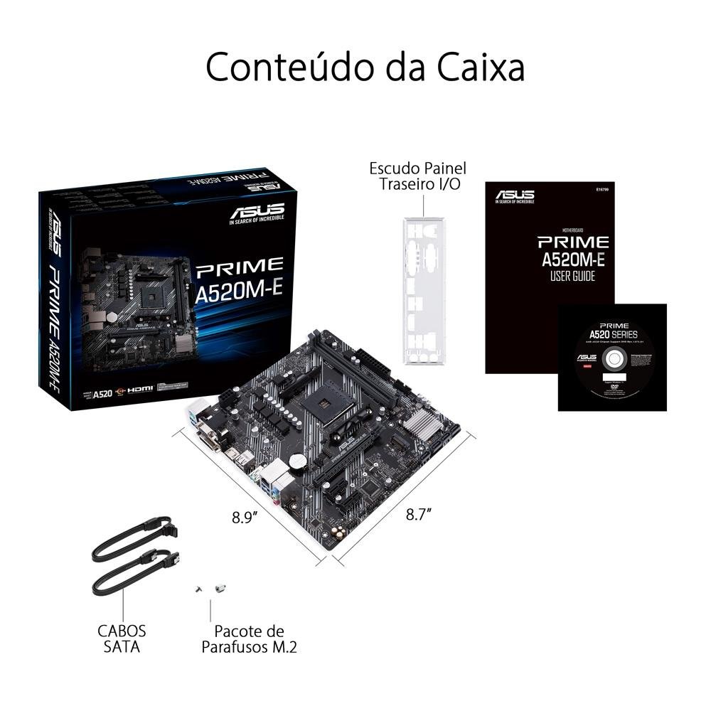 Placa Mãe Asus Prime A520M-E | KaBuM!