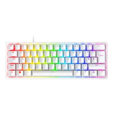 Teclado Gamer Óptico Razer Huntsman Mini, RGB, Switch Vermelho Linear, Formato 60%, Cabo USB-C Destacável, US, Alumínio Mercury Branco - RZ03-03390400