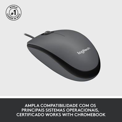 Mouse com fio USB Logitech M100 | KaBuM!