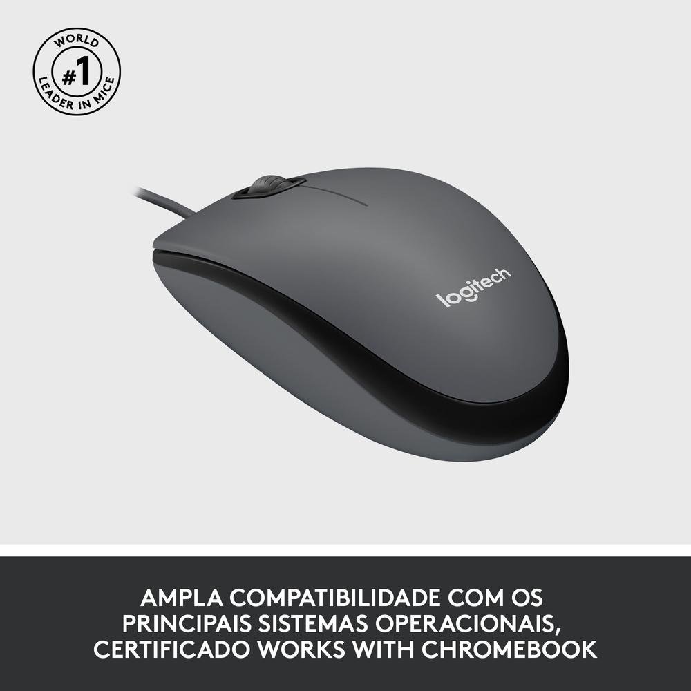 Mouse com fio USB Logitech M100 | KaBuM!