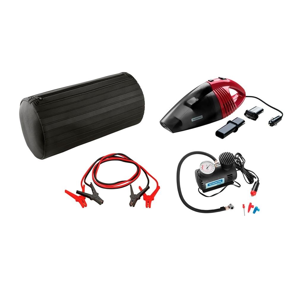 Kit de Ferramentas para Carro Tramontina com Aspirador de Pó, Compressor de Ar e Cabo para Transmissão de Carga - 43411901 Kit de Ferramentas para Carro Tramontina com Aspirador de Pó, Compressor de Ar e Cabo para Transmissão de Carga - 43411901