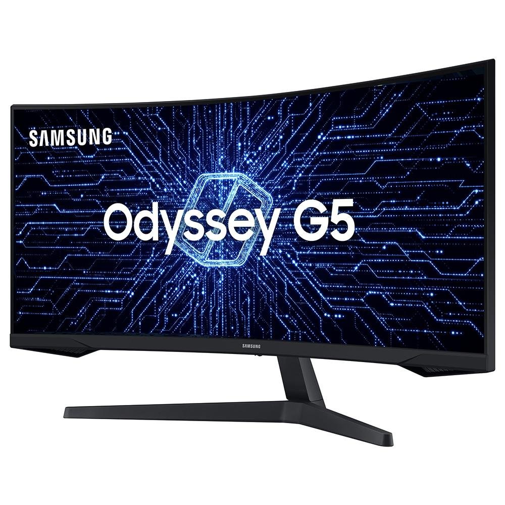 Monitor Gamer Curvo Samsung Odyssey G5 34" QHD, Wide, 165 Hz, 1ms, HDMI e DP, FreeSync Premium, HDR10, Preto - LC34G55TWWLXZD Monitor Gamer Curvo Samsung Odyssey G5 34" QHD, Wide, 165 Hz, 1ms, HDMI e DP, FreeSync Premium, HDR10, Preto - LC34G55TWWLXZD
