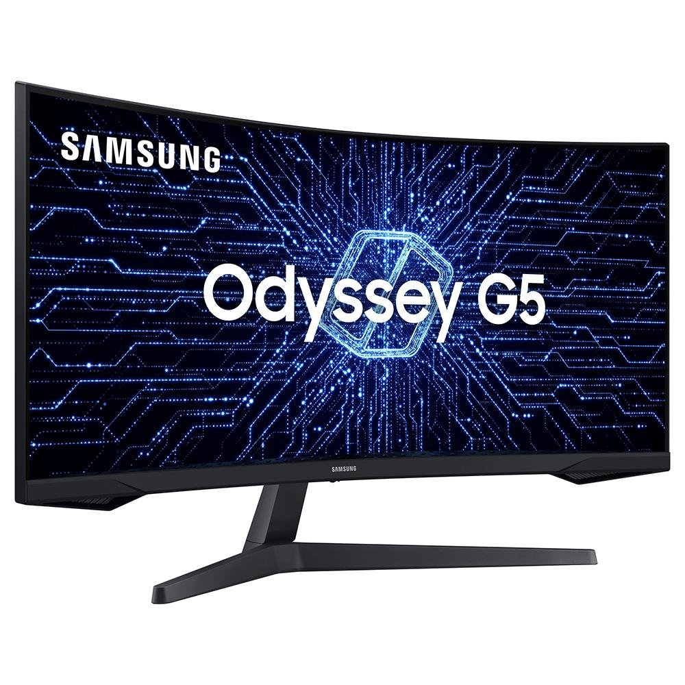 Monitor Gamer Curvo Samsung Odyssey G5 34" QHD, Wide, 165 Hz, 1ms, HDMI e DP, FreeSync Premium, HDR10, Preto - LC34G55TWWLXZD Monitor Gamer Curvo Samsung Odyssey G5 34" QHD, Wide, 165 Hz, 1ms, HDMI e DP, FreeSync Premium, HDR10, Preto - LC34G55TWWLXZD
