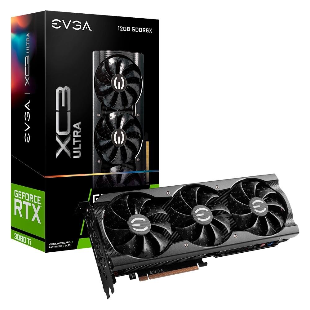 Placa de Vídeo RTX 3080 Ti XC3 ULTRA GAMING EVGA GeForce, 12GB GDDR6X, ARGB LED, Metal Backplate, DLSS, Ray Tracing - 12G-P5-3955-KR Placa de Vídeo RTX 3080 Ti XC3 ULTRA GAMING EVGA GeForce, 12GB GDDR6X, ARGB LED, Metal Backplate, DLSS, Ray Tracing - 12G-P5-3955-KR