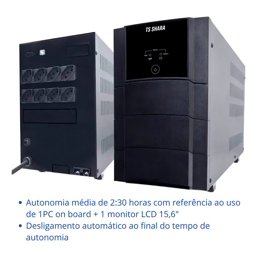 Nobreak TS Shara UPS Senoidal Universal, 2200VA, 8 Tomadas, 4 Baterias, Entrada Bivolt Automática, Senoidal, Indicador LED - 4452 Nobreak TS Shara UPS Senoidal Universal, 2200VA, 8 Tomadas, 4 Baterias, Entrada Bivolt Automática, Senoidal, Indicador LED - 4452