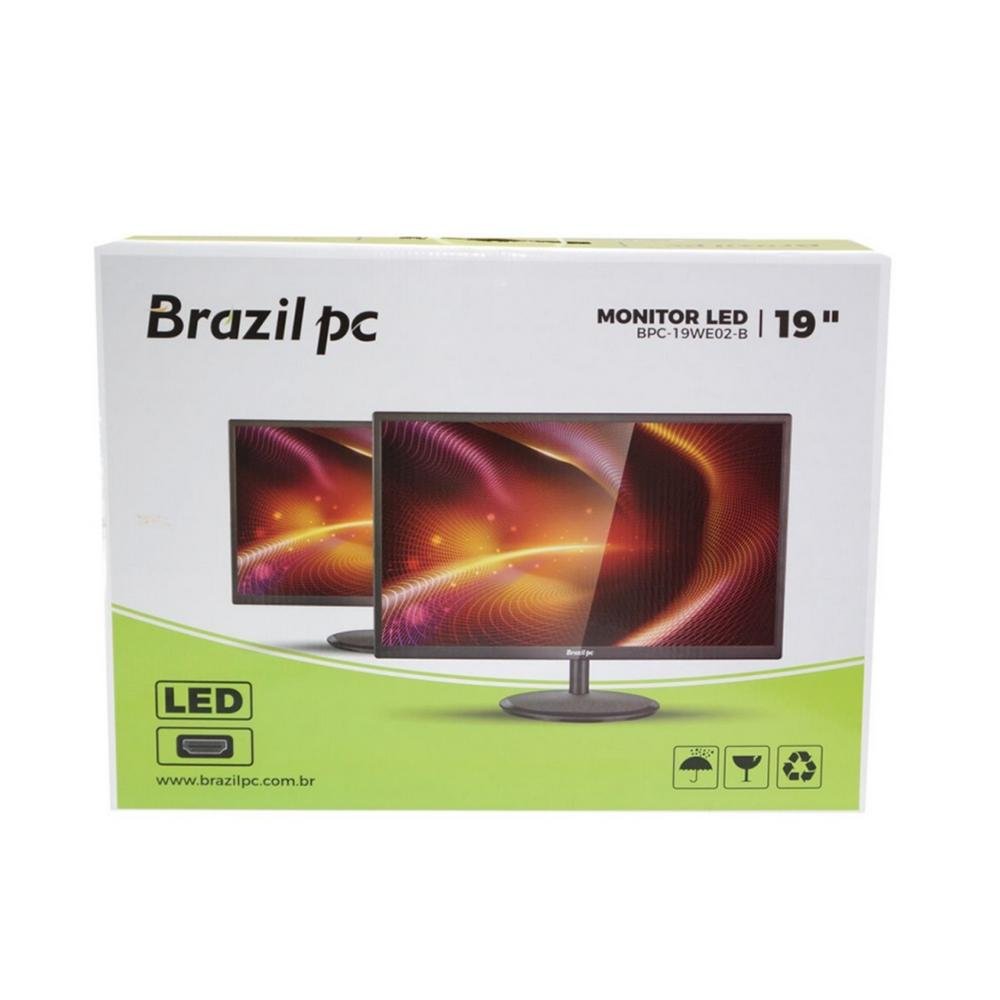 Monitor Brazil PC 19", HD, 60Hz, 5ms, VA, HDMI e VGA, Ajuste de Ângulo, Preto - BPC-19WE02-B