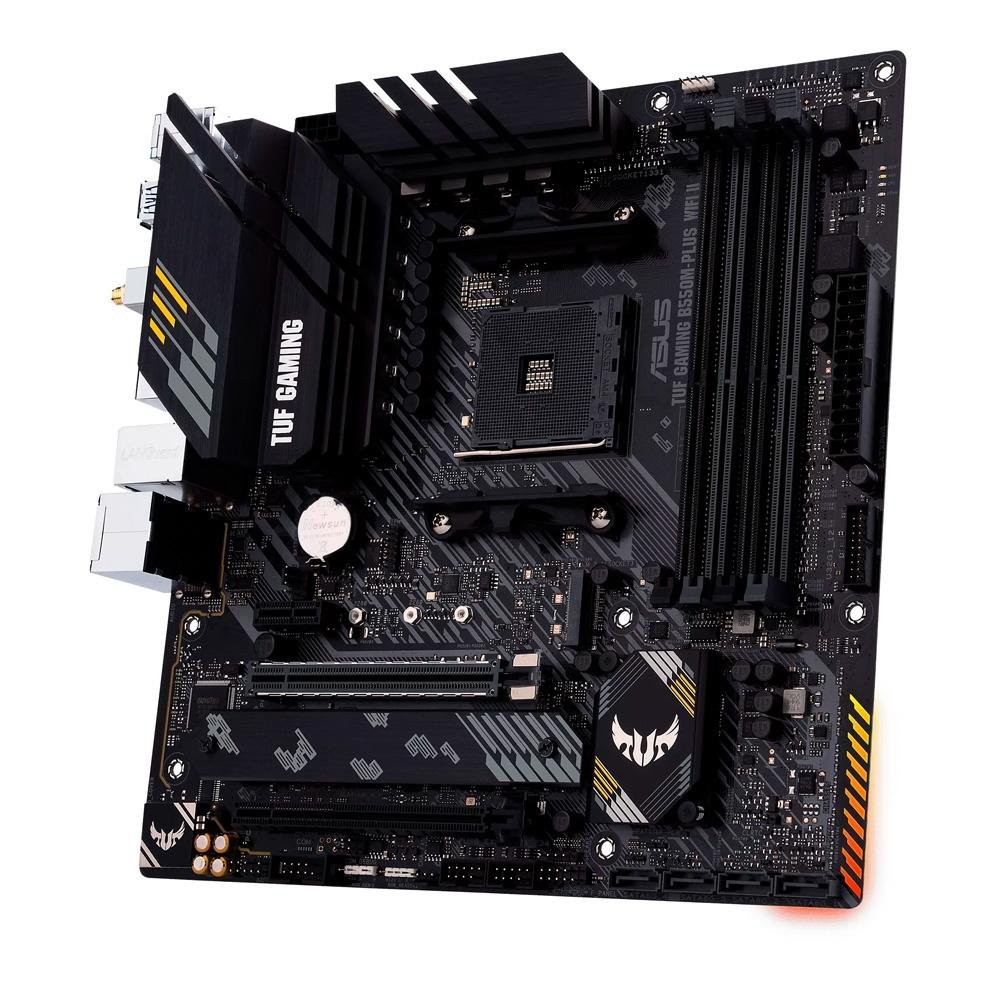 Placa-Mãe ASUS TUF GAMING B550M-PLUS Wi-Fi II, AMD, mATX, DDR4, RGB, Wi-Fi, Preto - 90MB19Y0-M0EAY0