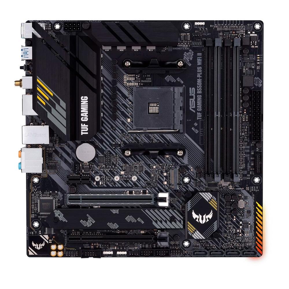 Placa-Mãe ASUS TUF GAMING B550M-PLUS Wi-Fi II, AMD, mATX, DDR4, RGB, Wi-Fi, Preto - 90MB19Y0-M0EAY0